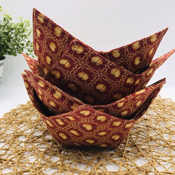 Microwave Soup Bowl Cozie Reversible Bowl Cozy, Fall Pumpkins Classic Cottage - Picture 2 of 5